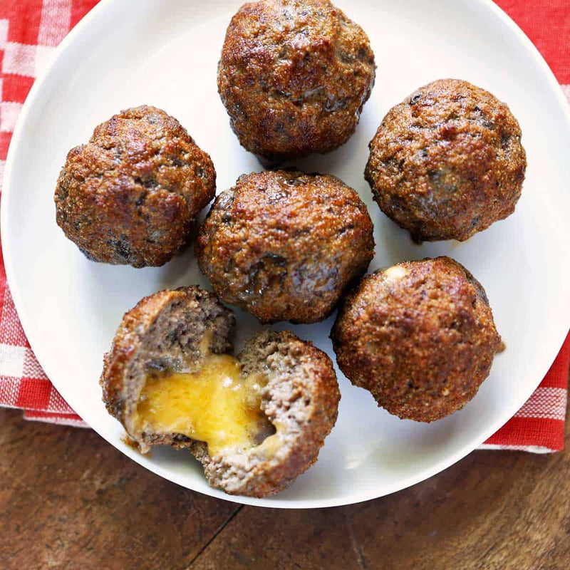 6 Cheese Stuffed Grassfed Meatballs